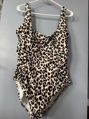 Leopard Print One-Piece Swimsuit - Neutral Spots NWOT